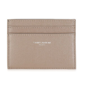 Saint Laurent Taupe Grain De Poudre Credit Card Case